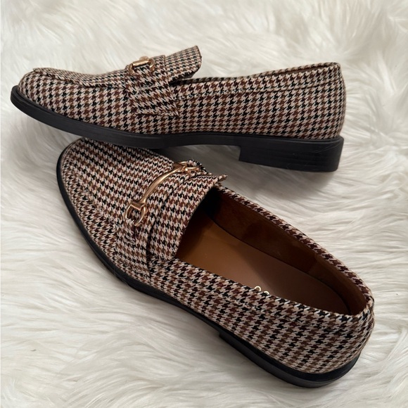 Bamboo Houndstooth Loafers - Brown/Black/Cream, Size 8 - Picture 2 of 6